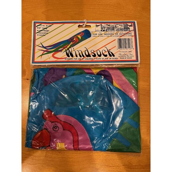 Vintage 1989 Rainbow Windsock – 60” Nylon Hanging Decor (New in Package) - Picture 2 of 2